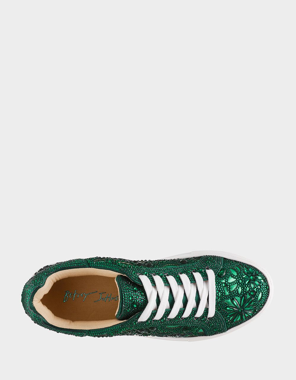 Betsey Johnson REILY EMERALD Platform Low-Top Lace-Up Rhinestone Women's Sneaker