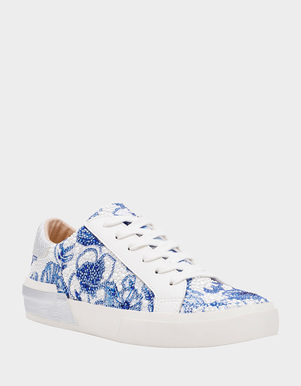 Betsey Johnson DAMON WHITE/BLUE FLORAL Women's Blue Floral Sneaker
