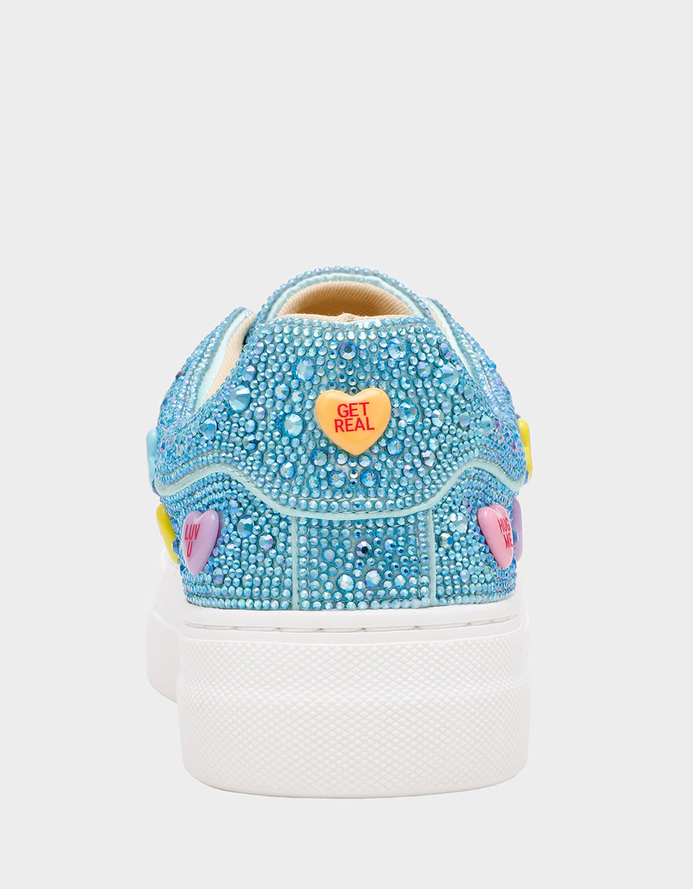 Betsey Johnson SIDNY MINT MULTI HEARTS Women's Rhinestone Candy Heart Sneakers