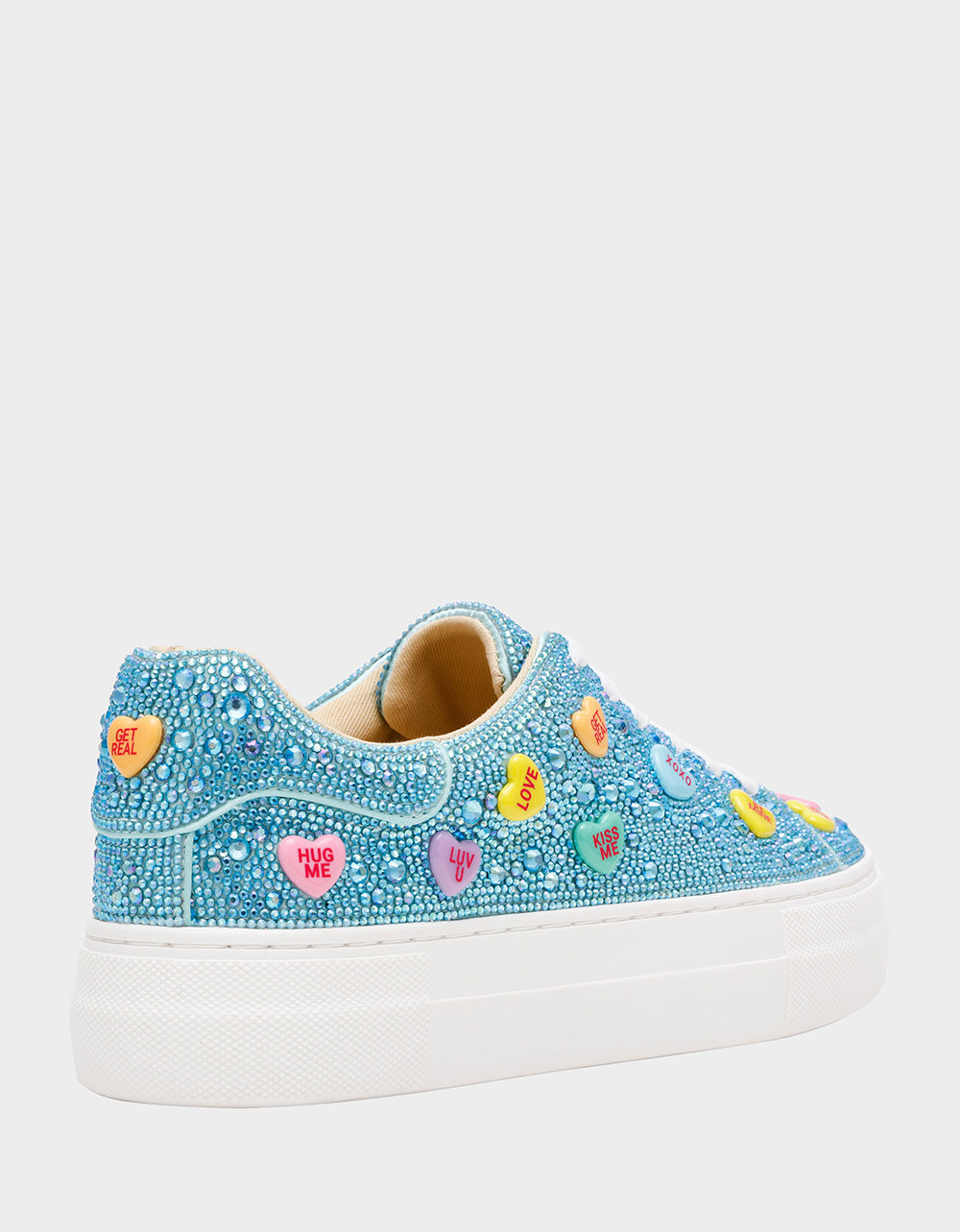 Betsey Johnson SIDNY MINT MULTI HEARTS Women's Rhinestone Candy Heart Sneakers