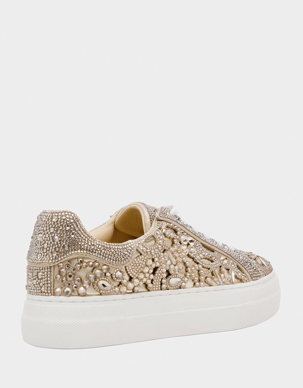 Betsey Johnson REILY LIGHT GOLD Platform Low-Top Lace-Up Rhinestone Women's Sneaker
