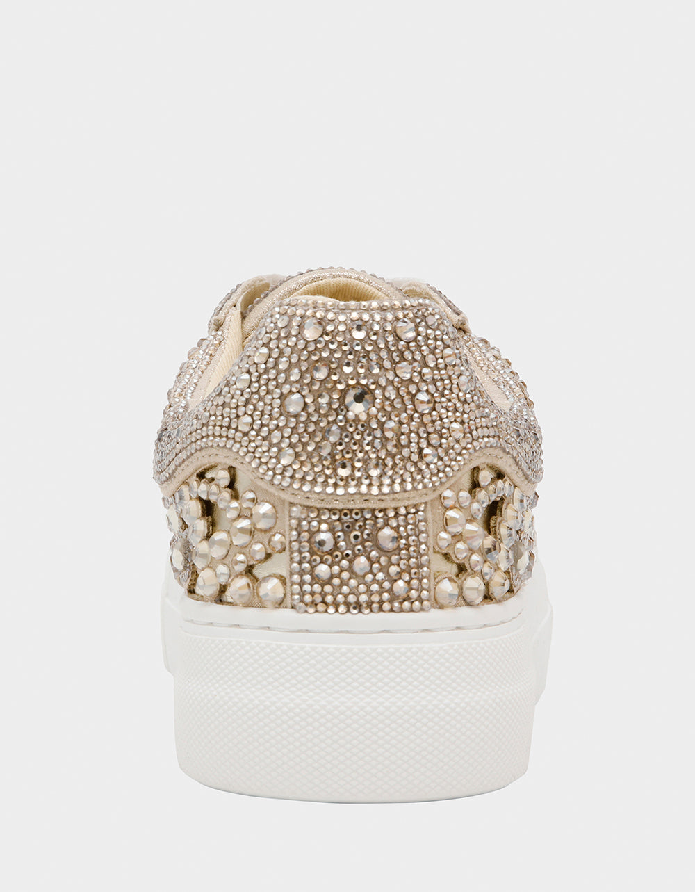 Betsey Johnson REILY LIGHT GOLD Platform Low-Top Lace-Up Rhinestone Women's Sneaker
