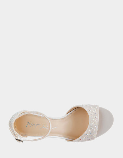 Betsey Johnson KAMI PEARL Block Heel Open Toe Women's Heel