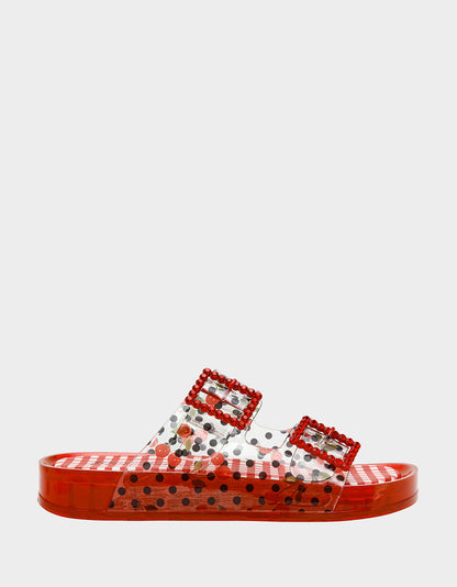 Betsey Johnson LANDIN RED MULTI Jelly Flatform Women's Sandal
