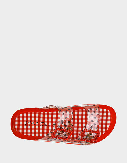 Betsey Johnson LANDIN RED MULTI Jelly Flatform Women's Sandal