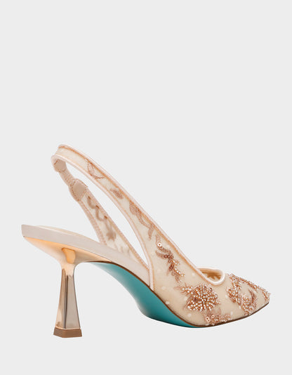 Betsey Johnson NIKKI BLUSH Slingback Pointed Toe Women's Heels