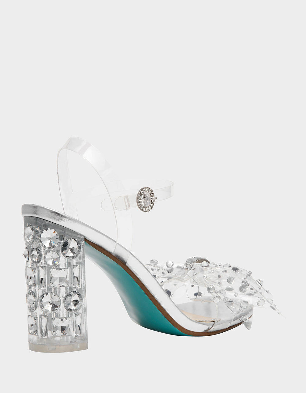 Betsey Johnson PRATT Silver Women's Rhinestone Embellished Flower Heel