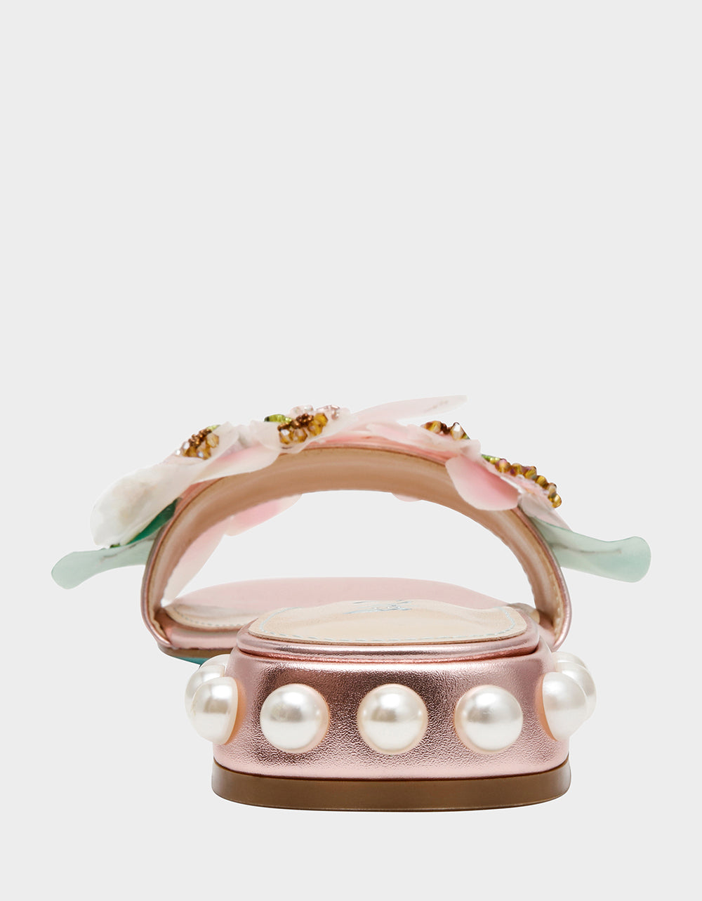 Betsey Johnson ROSIA Light Pink Flower Embellished Pearl Square-Toe Women's Block Heel