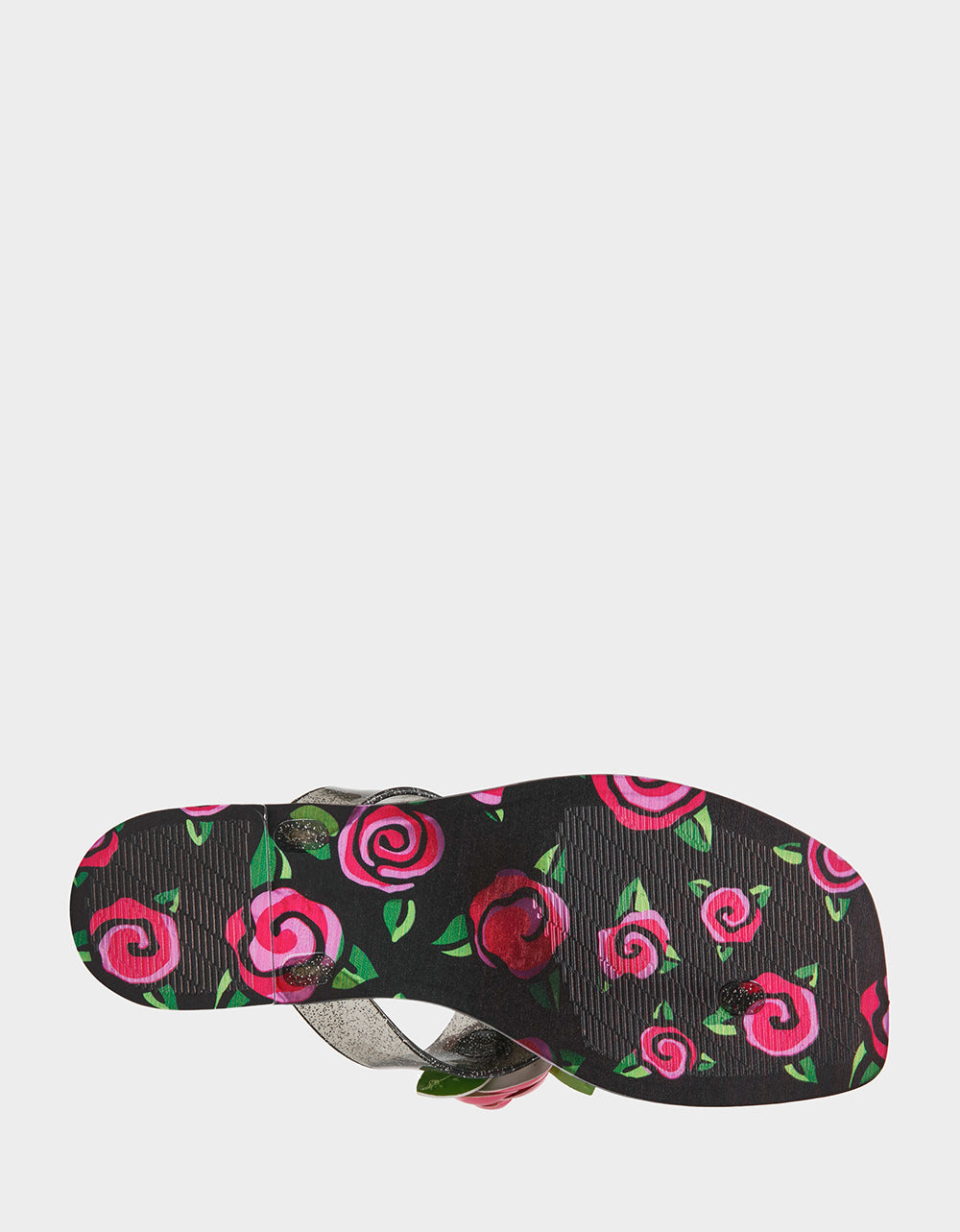 Betsey Johnson TRENTEN Black Rose Jelly Thong Strappy Women's Sandal