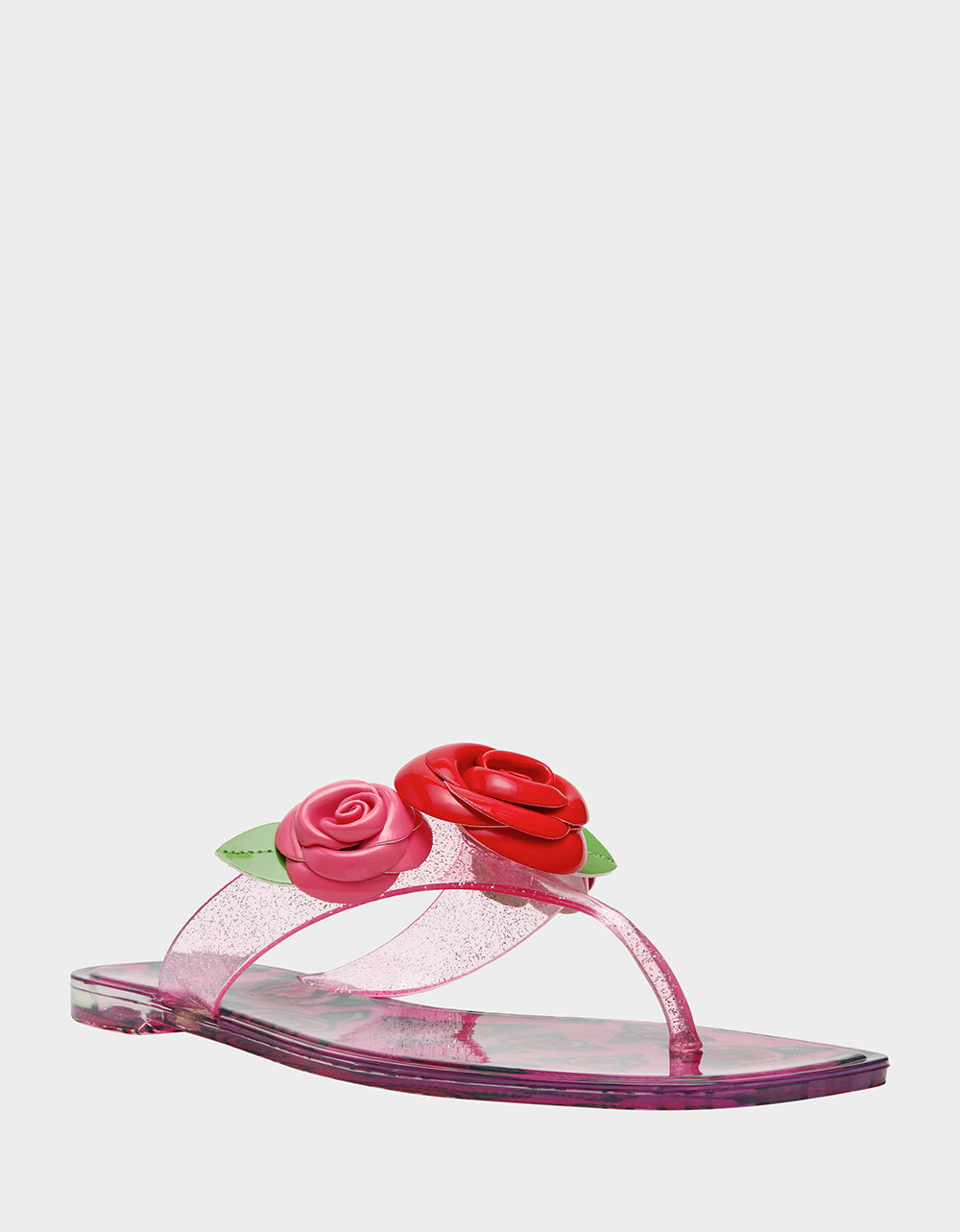 Betsey Johnson TREN01S5 FUSHIA ROSE Jelly Thong Strappy Women's Sandal