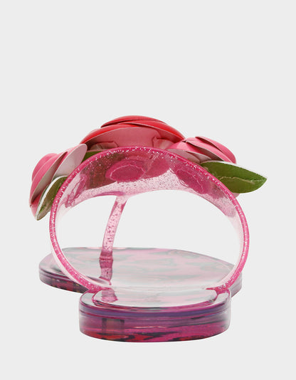 Betsey Johnson TREN01S5 FUSHIA ROSE Jelly Thong Strappy Women's Sandal