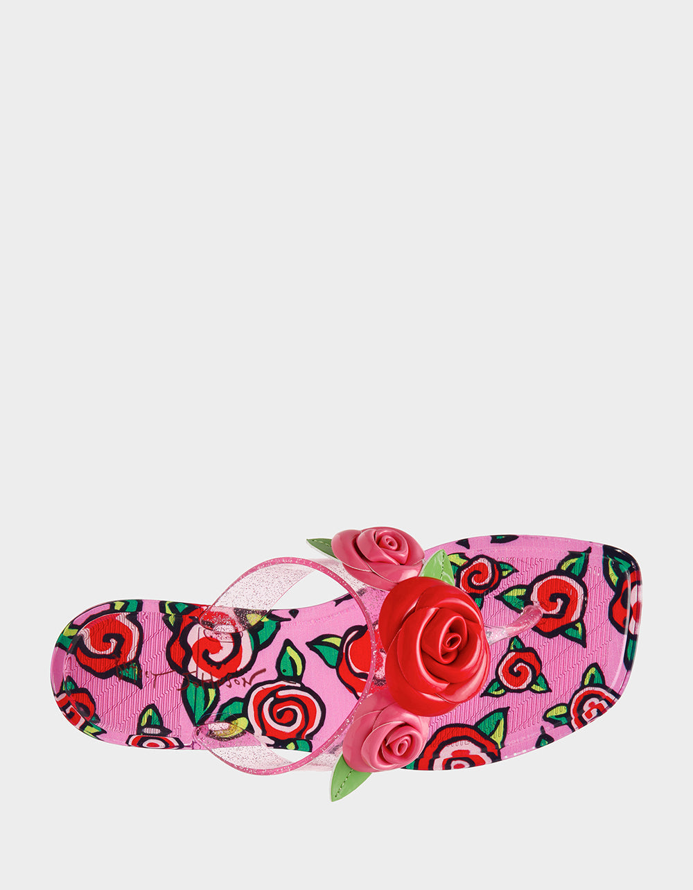 Betsey Johnson TREN01S5 FUSHIA ROSE Jelly Thong Strappy Women's Sandal
