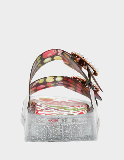 Betsey Johnson LANDIN BLACK MULTI Jelly Flatform Women's Sandal