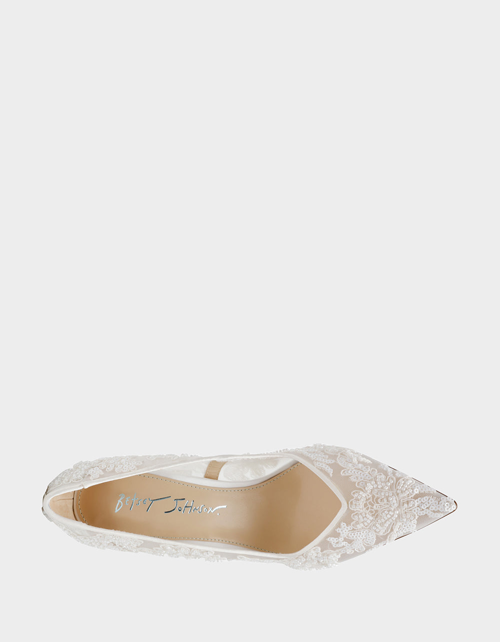 Betsey Johnson JENII IVORY Pointed-Toe Mesh Embellished Floral Print Pump Women's Heel