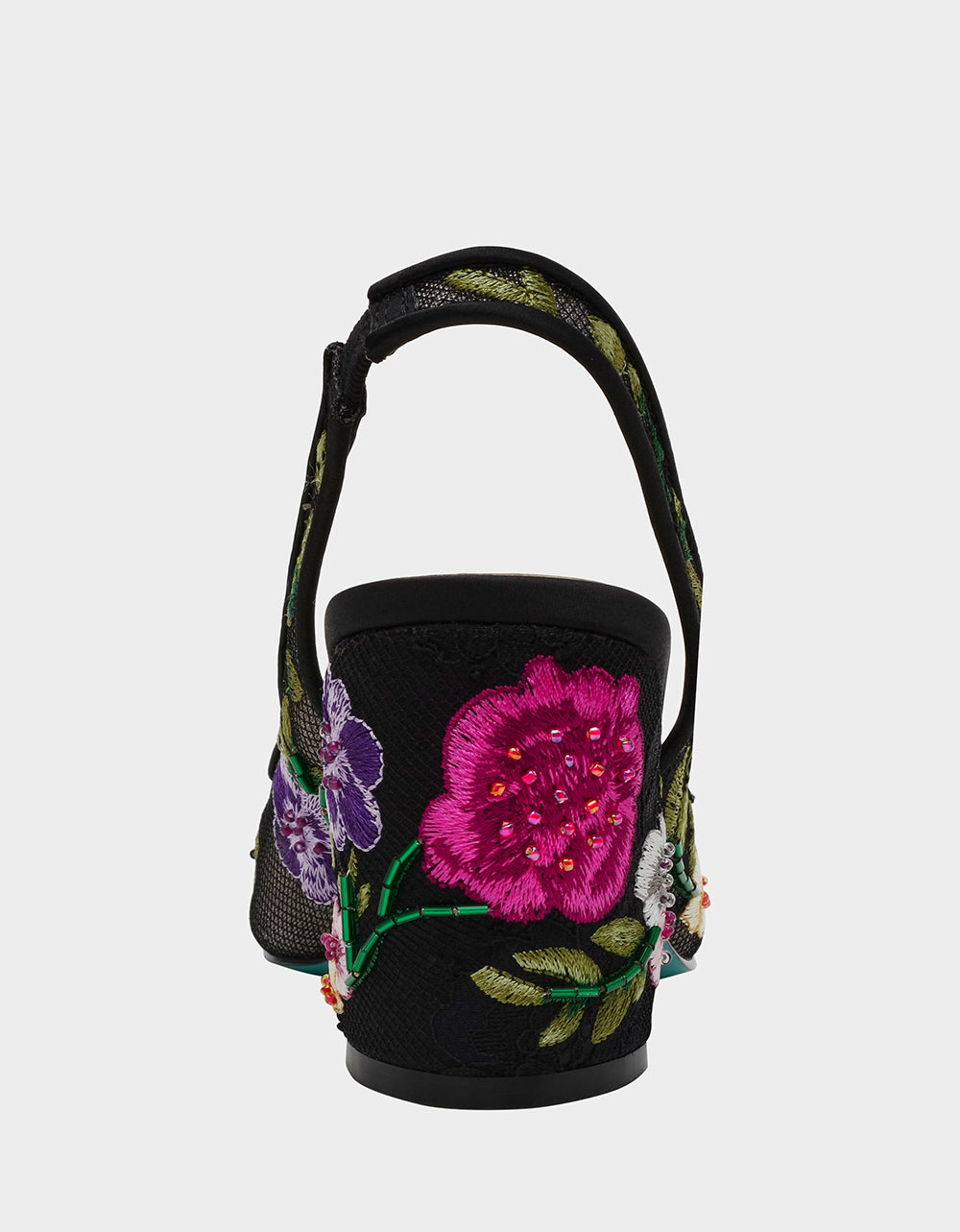 Betsey Johnson LIRA BLACK MULTI FLORAL Pointed-Toe Slingback Mesh Women's Heel