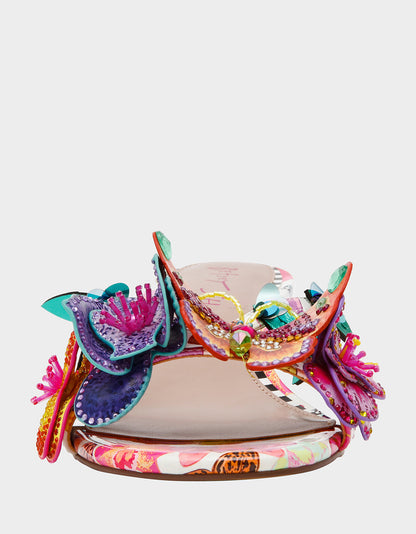Betsey Johnson BEATRIZ WHITE MULTI Women's Floral Rhinestone Kitten Heel
