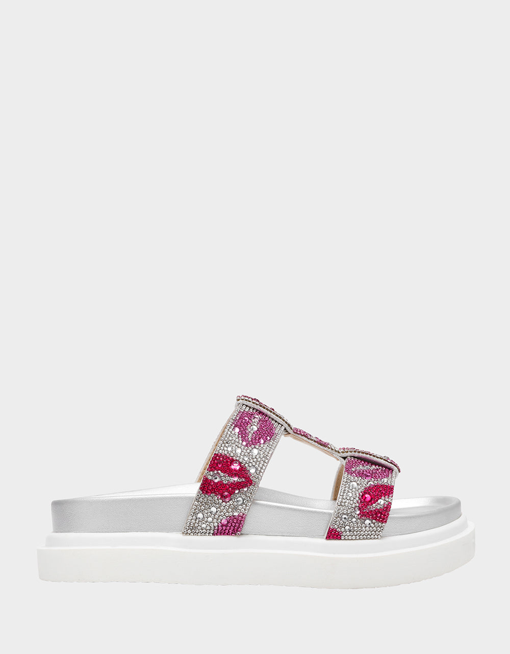 Betsey Johnson BILLY MULTI LIPS Women's Footbed Slip-On Lip Print Sandal