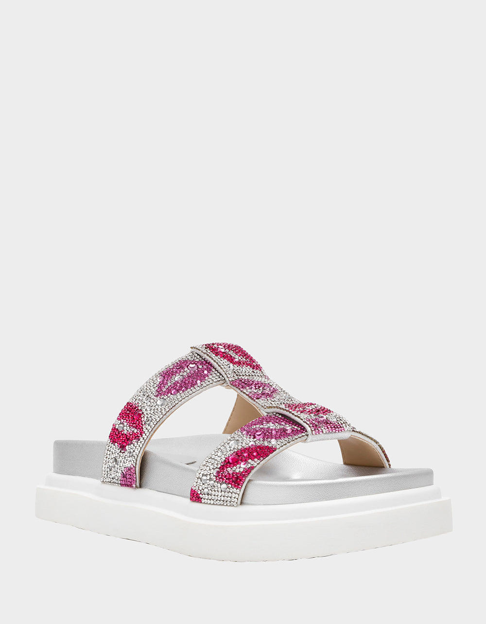 Betsey Johnson BILLY MULTI LIPS Women's Footbed Slip-On Lip Print Sandal
