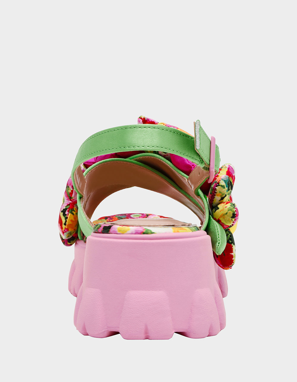 Betsey Johnson JEROMY GREEN FLORAL MULTI Women's Pink Green Lug Floral Sandal