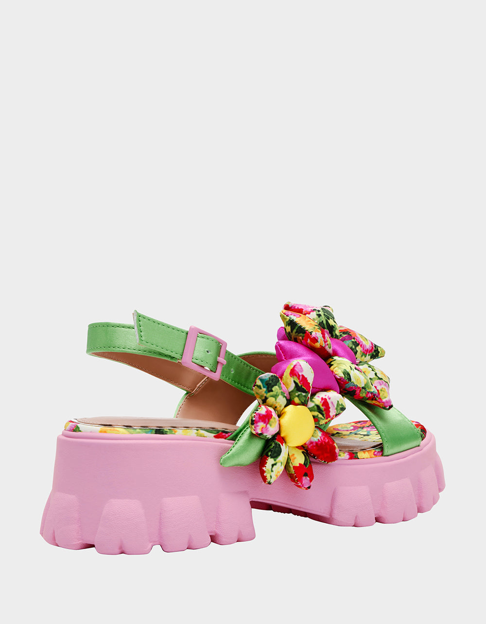Betsey Johnson JEROMY GREEN FLORAL MULTI Women's Pink Green Lug Floral Sandal