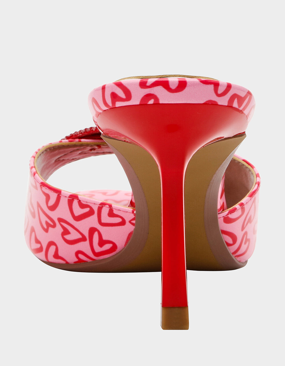 Betsey Johnson CASIDY PINK MULTI Women's Heart Print Mule Heel with Rhinestone Lip