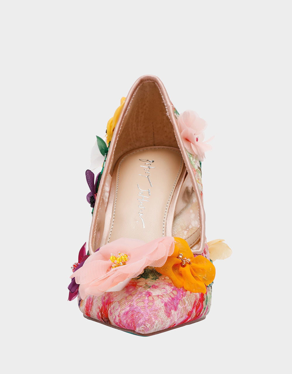 Betsey Johnson DARCY NUDE MULTI Women's High Stiletto Heel Floral Embellishments