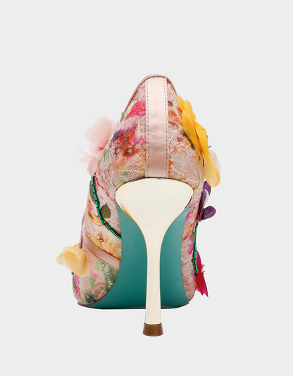 Betsey Johnson DARCY NUDE MULTI Women's High Stiletto Heel Floral Embellishments