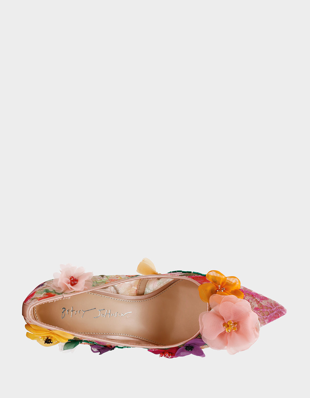 Betsey Johnson DARCY NUDE MULTI Women's High Stiletto Heel Floral Embellishments