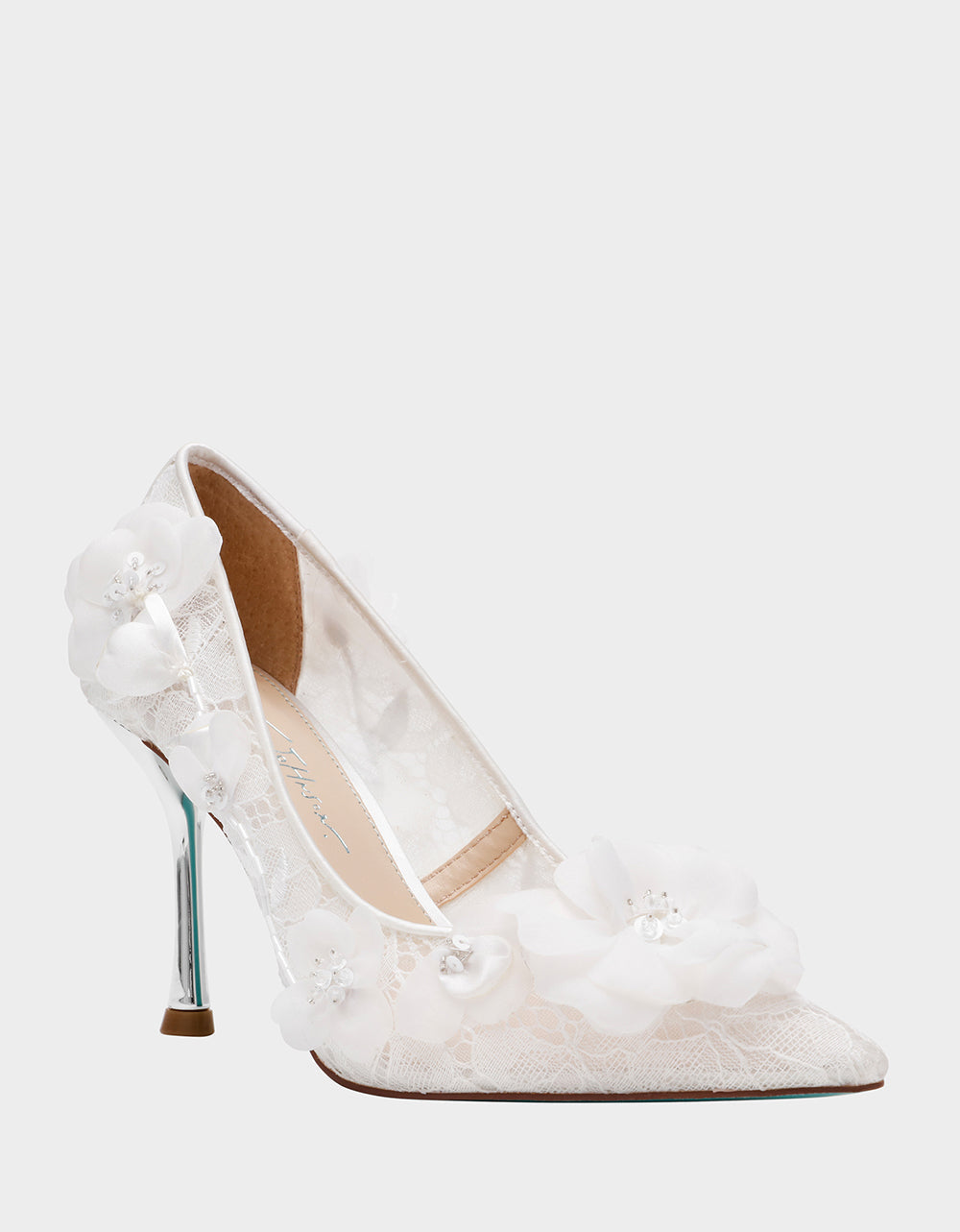 Betsey Johnson DARCY IVORY Women's High Stiletto Heel Floral Embellishments