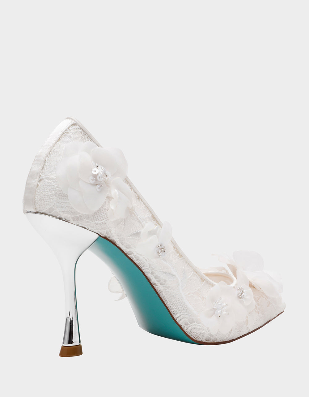 Betsey Johnson DARCY IVORY Women's High Stiletto Heel Floral Embellishments