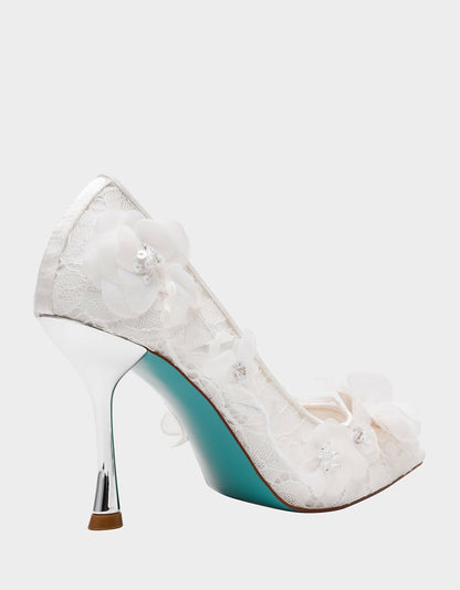 Betsey Johnson DARCY IVORY Women's High Stiletto Heel Floral Embellishments