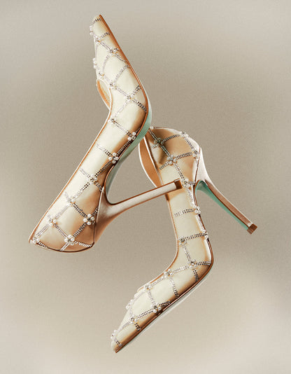 Betsey Johnson CRUZE NUDE Pointed Toe Mesh Heel