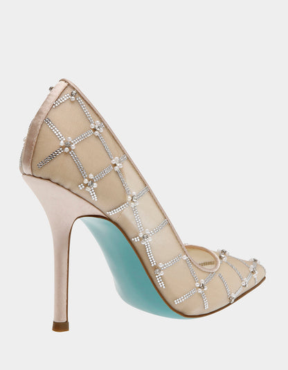 Betsey Johnson CRUZE NUDE Pointed Toe Mesh Heel