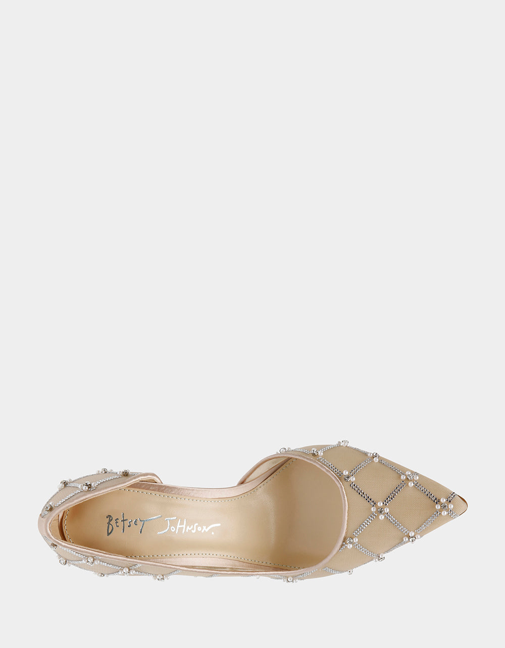 Betsey Johnson CRUZE NUDE Pointed Toe Mesh Heel