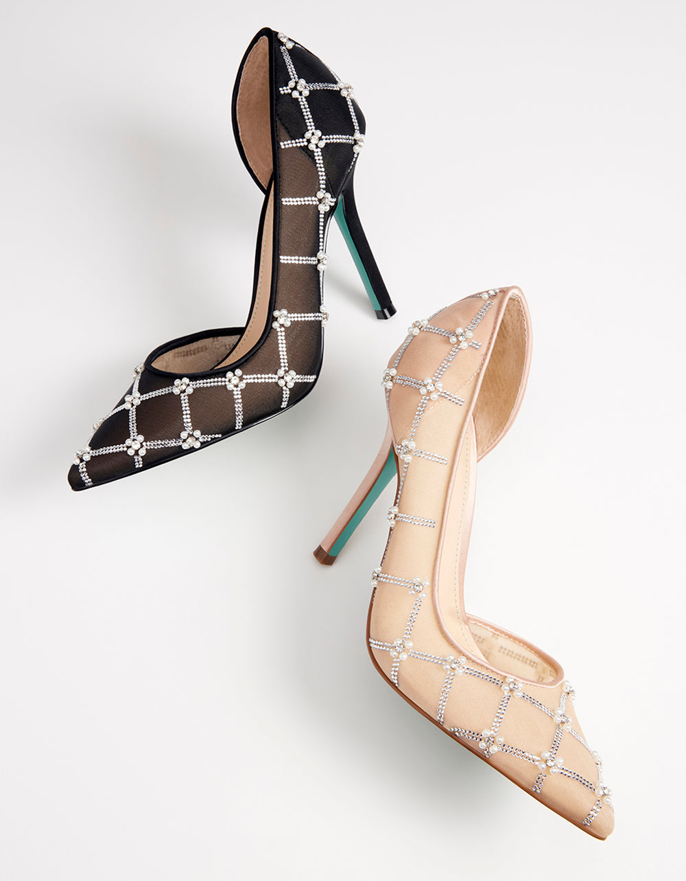 Betsey Johnson CRUZE NUDE Pointed Toe Mesh Heel
