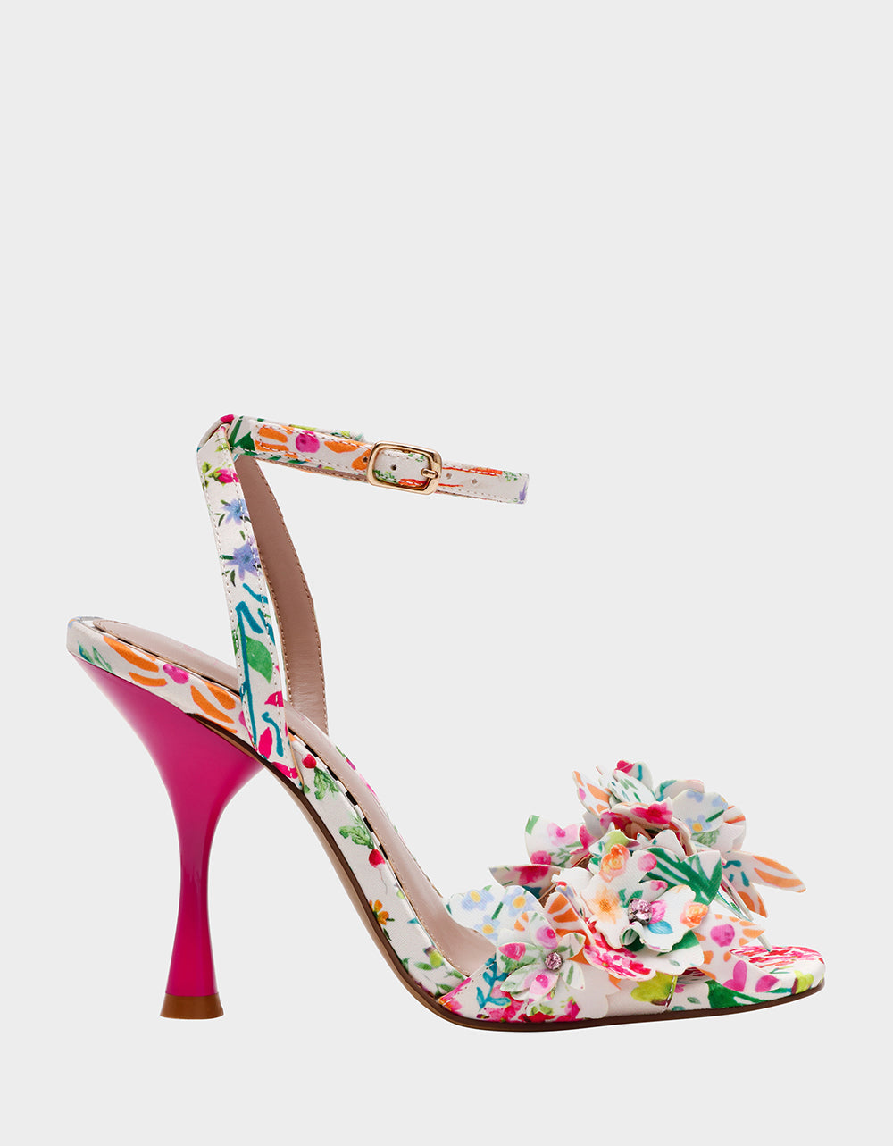 Betsey Johnson HILLEY NATURAL FLORAL MULTI Women's Floral High Heel Stiletto Sandal