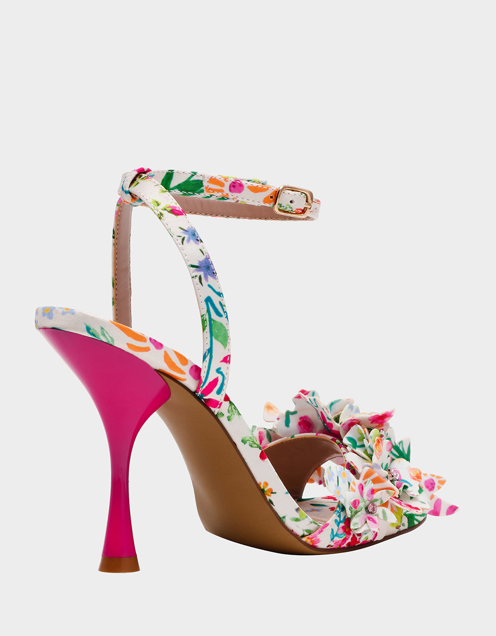 Betsey Johnson HILLEY NATURAL FLORAL MULTI Women's Floral High Heel Stiletto Sandal