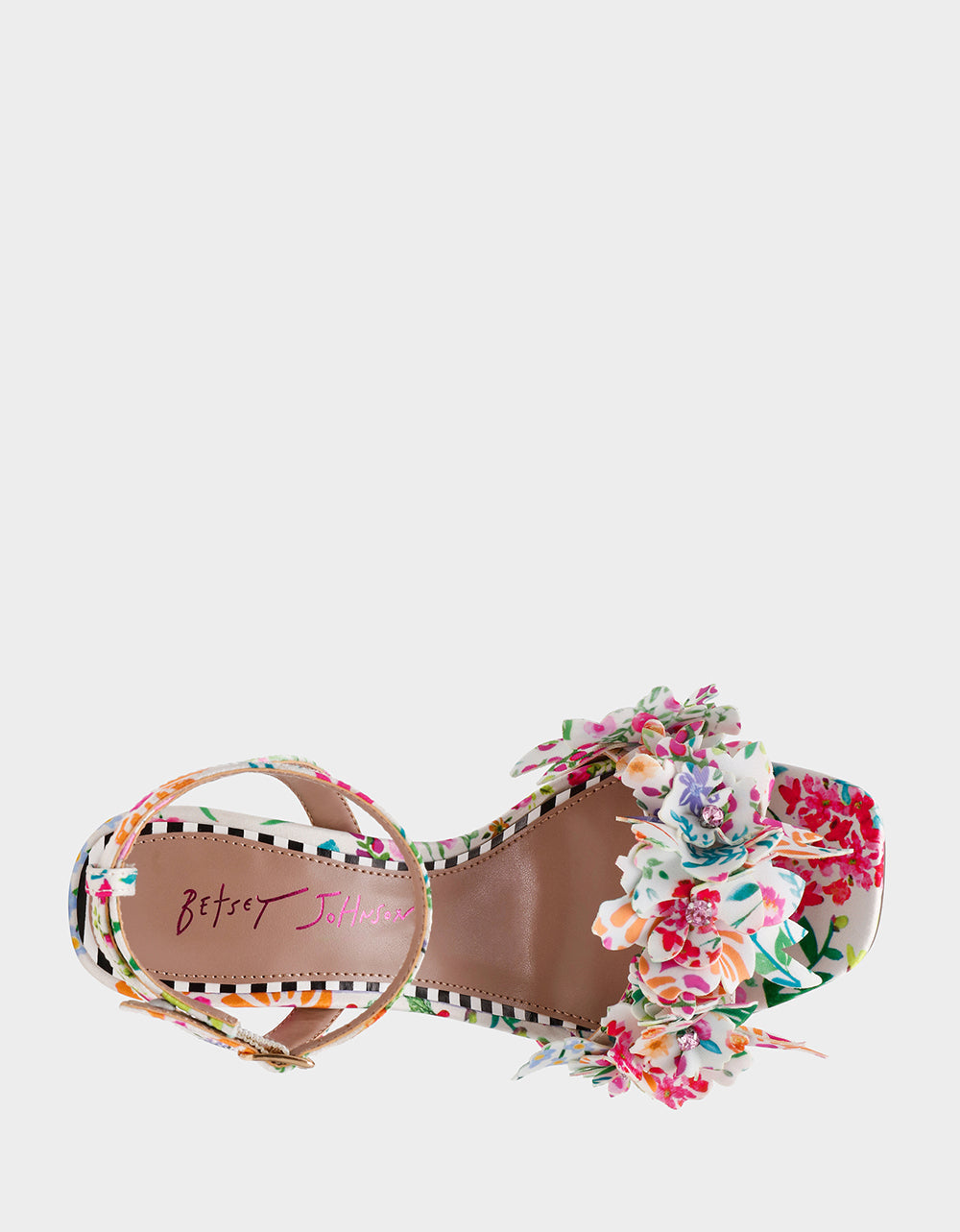 Betsey Johnson HILLEY NATURAL FLORAL MULTI Women's Floral High Heel Stiletto Sandal
