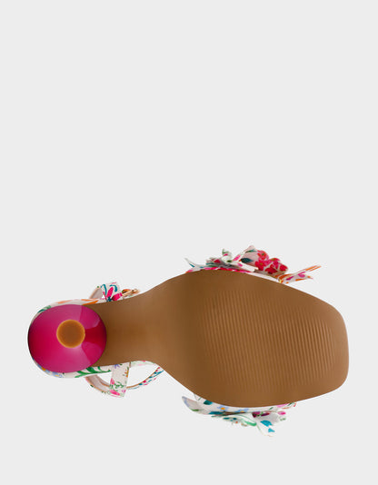 Betsey Johnson HILLEY NATURAL FLORAL MULTI Women's Floral High Heel Stiletto Sandal