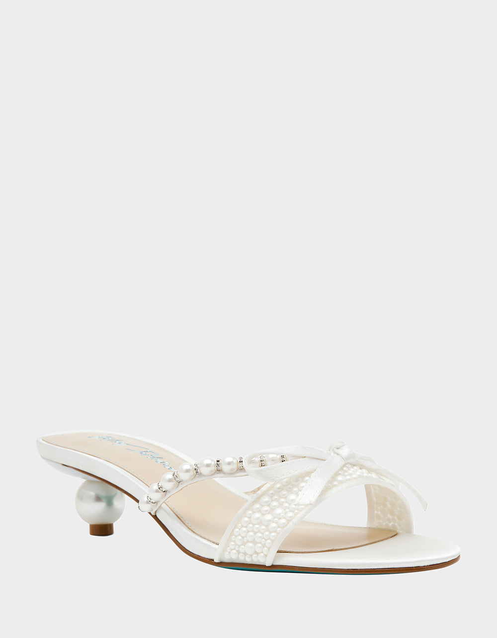Betsey Johnson MANDY PEARL Women's Strappy Pearl Embellished Kitten Heel