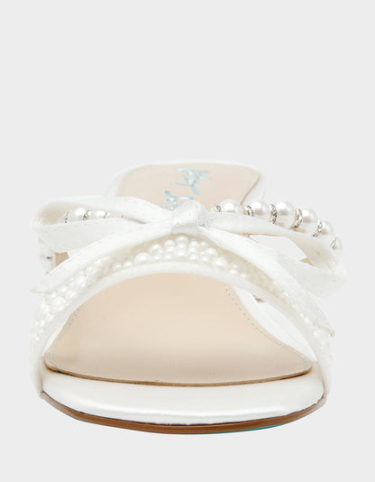 Betsey Johnson MANDY PEARL Women's Strappy Pearl Embellished Kitten Heel