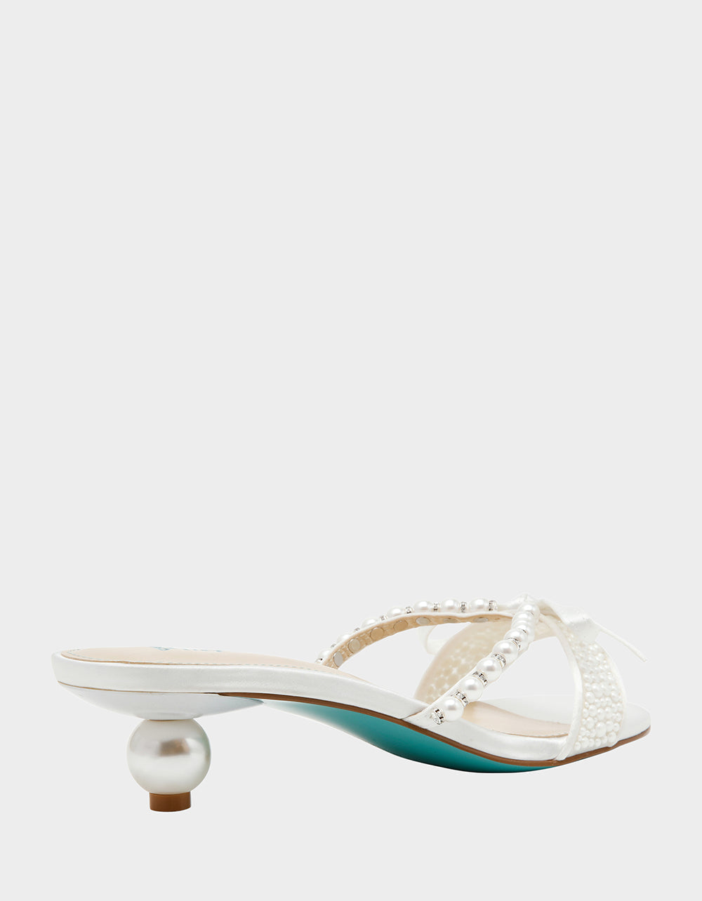 Betsey Johnson MANDY PEARL Women's Strappy Pearl Embellished Kitten Heel