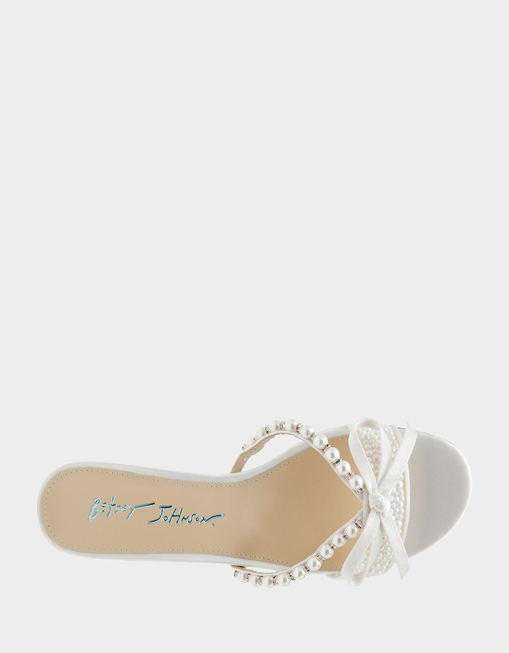 Betsey Johnson MANDY PEARL Women's Strappy Pearl Embellished Kitten Heel