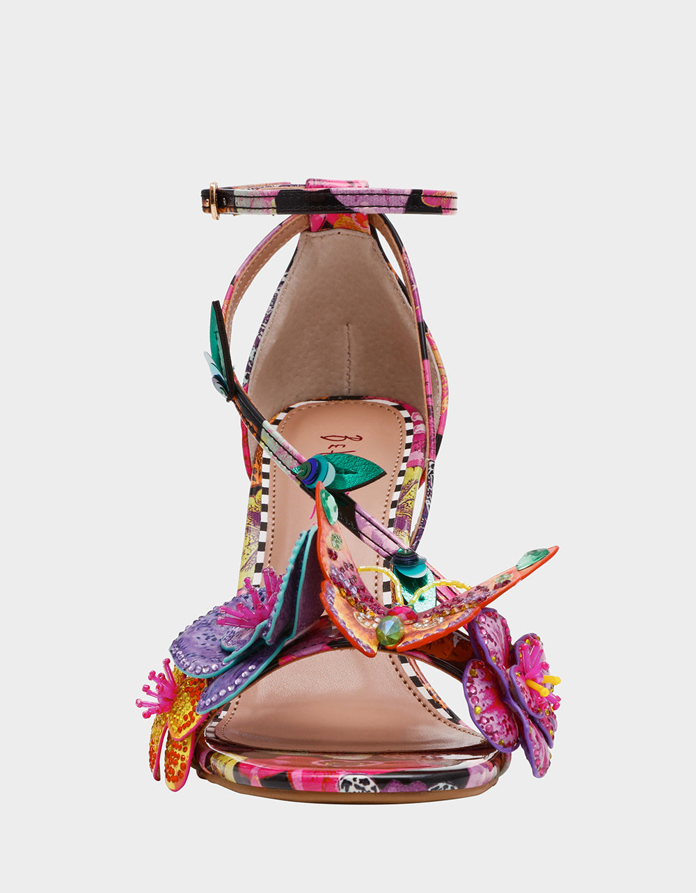 Betsey Johnson CAMILE BLACK MULTI Women's Floral Butterfly Rhinestone High Heel