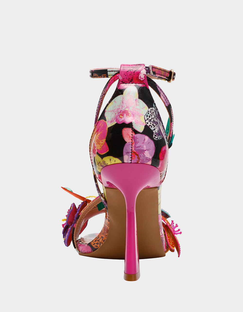 Betsey Johnson CAMILE BLACK MULTI Women's Floral Butterfly Rhinestone High Heel