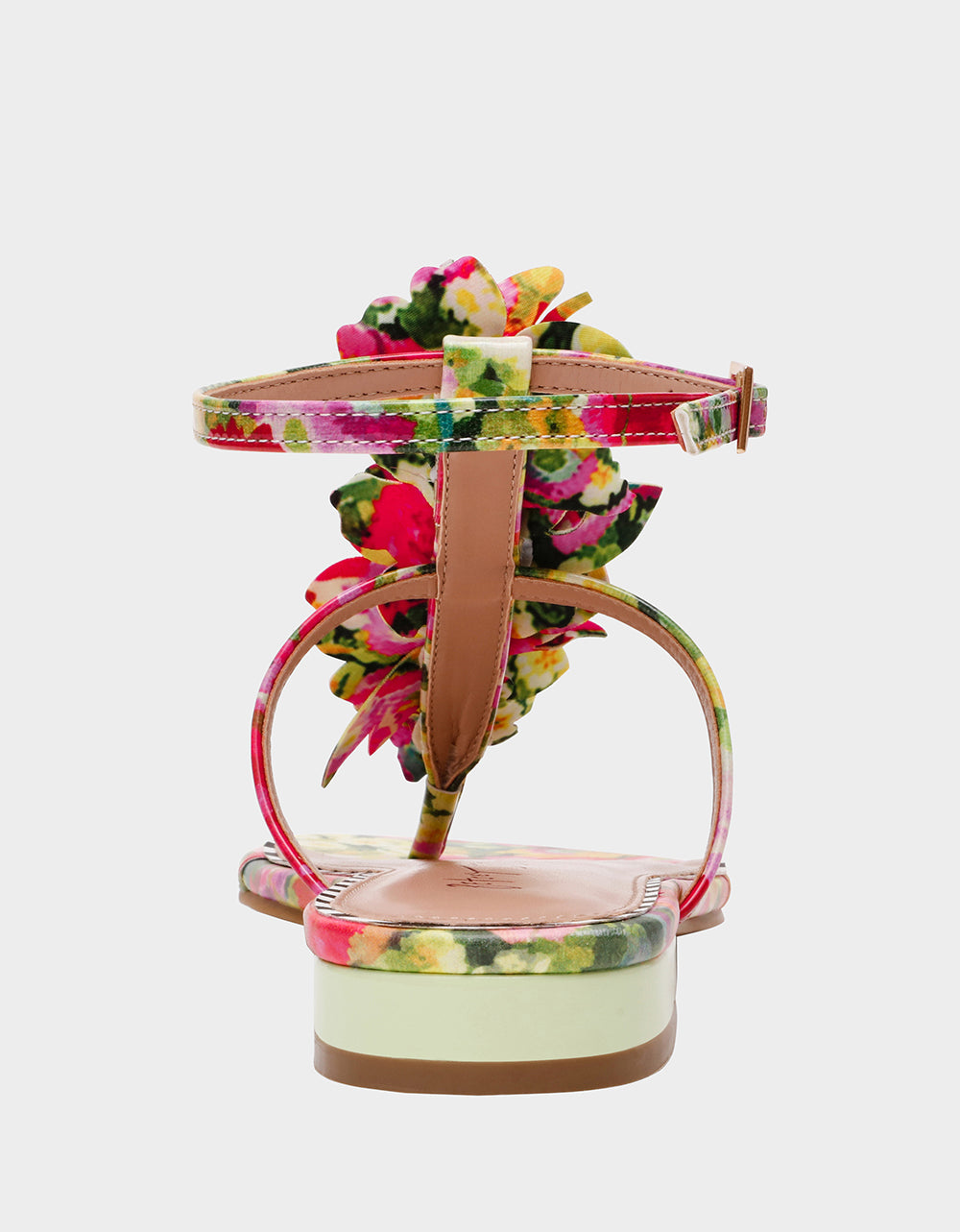 Betsey Johnson KENEDY GREENN FLORAL MULTI Women's Flat Pink and Green Floral Sandal