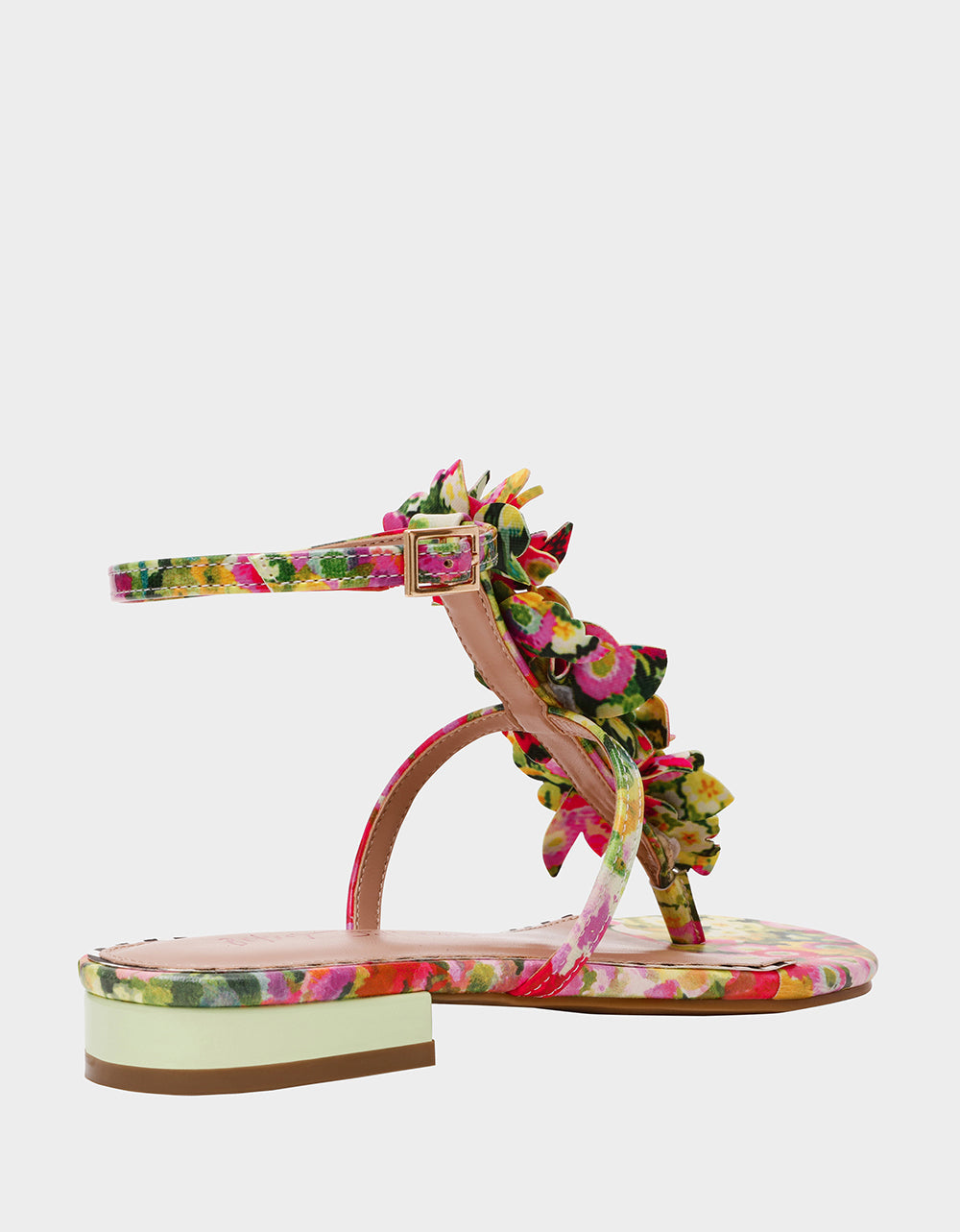 Betsey Johnson KENEDY GREENN FLORAL MULTI Women's Flat Pink and Green Floral Sandal