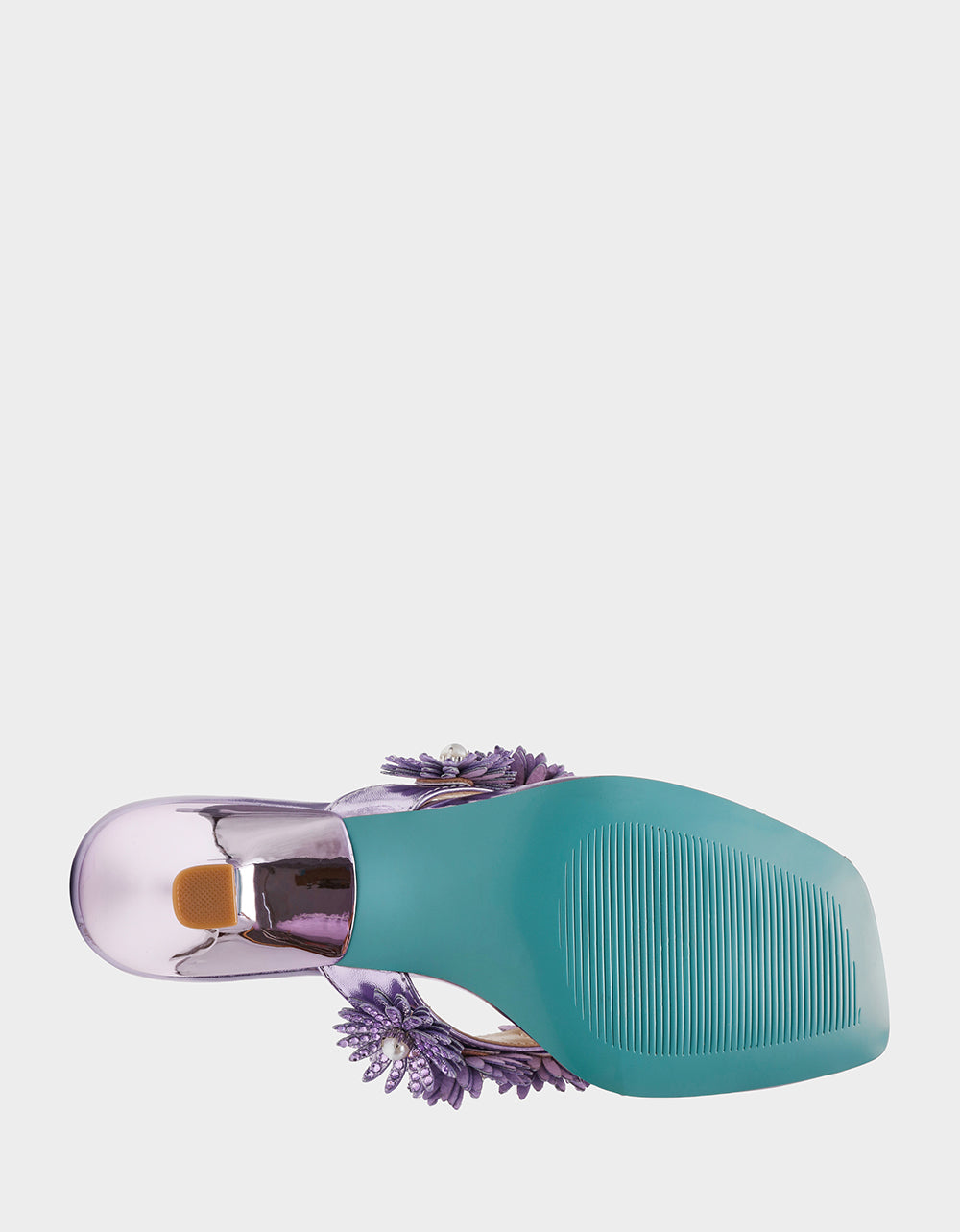Betsey Johnson LESLI Purple Women's Square-Toe Mule Kitten Heel Rhinestone Embellished Flower Heel