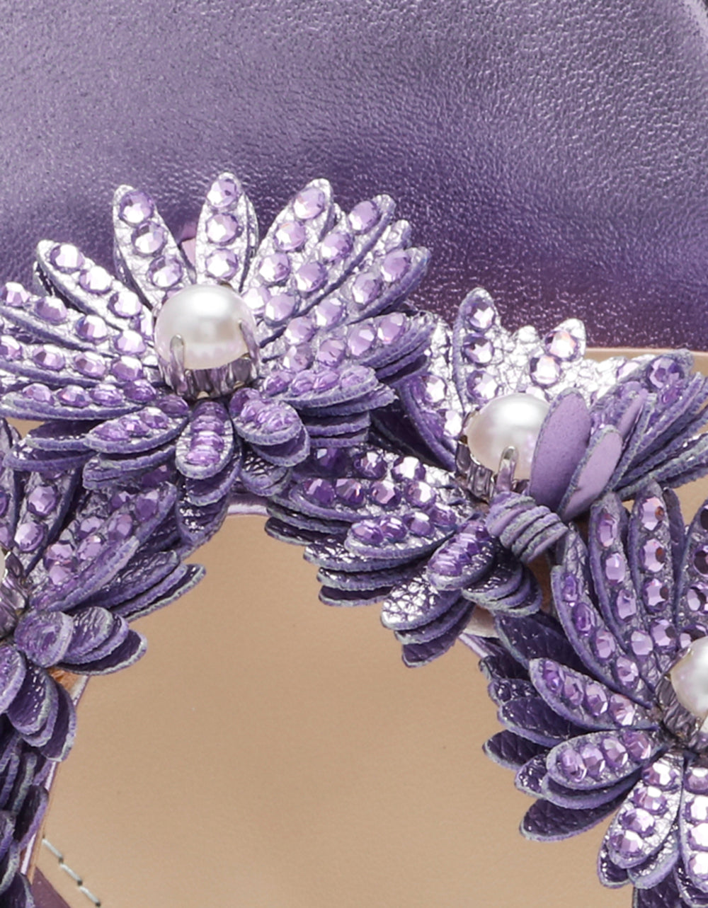Betsey Johnson LESLI Purple Women's Square-Toe Mule Kitten Heel Rhinestone Embellished Flower Heel