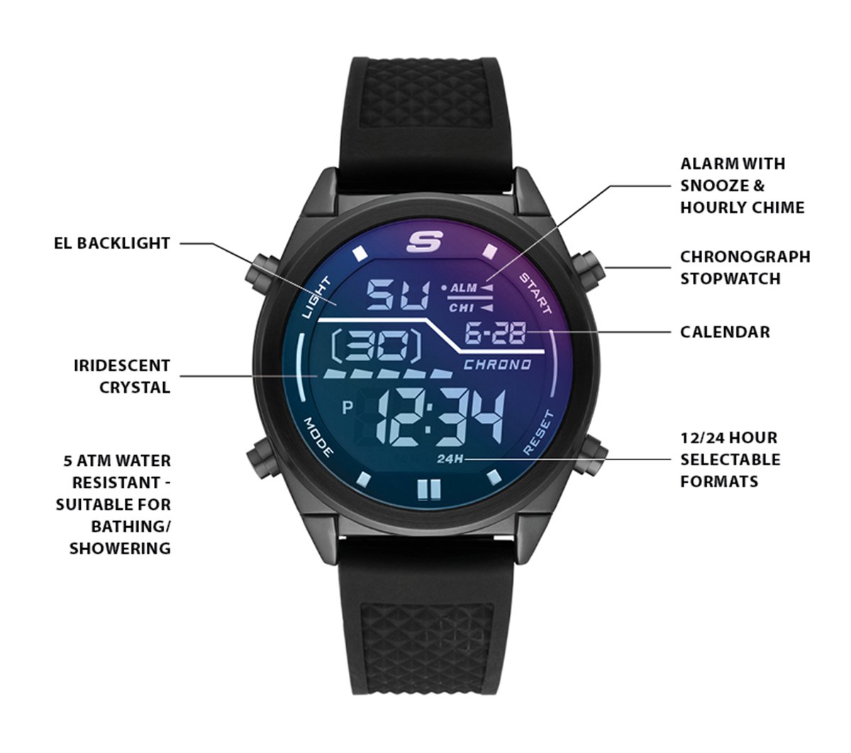 Accessories Blue Face Digital Watch Men Skechers USA